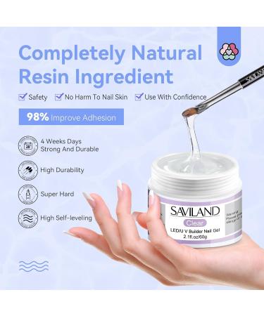Saviland 60g Builder Nail Gel Kit - Complete Nail Extension Set with Clear Builder Gel, Nail Forms, False Nails, and Gel Brush - Manicure Set for Stronger, Beautiful Nails - Buy Online on GoSupps.com