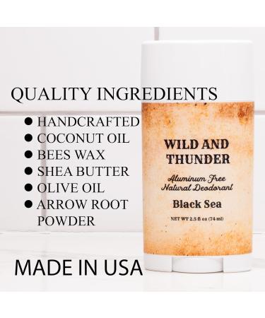 Wild & Thunder Black Sea Deodorant | Aluminum Free Handcrafted USA | Natural & Chemical-Free for Outdoorsmen - Buy Online on GoSupps.com