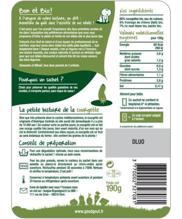 Good Go t Zucchini risotto with goat from 8 months organic - 190g sachet - Buy Online on GoSupps.com