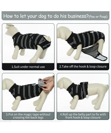 Kuoser Breathable Dog Body Suit for Post-Op Recovery - Anti-Wound XS Black for Male & Female Dogs - Buy Online on GoSupps.com