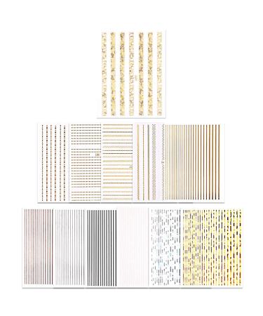 JAKSSO 3D Metallic Nail Stickers - 12 Sheets Gold Silver Nail Decals for Acrylic Nails - DIY Nail Art Chains, Stripes, Lines - Manicure and Salon - Buy Online on GoSupps.com