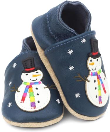 Dotty Fish Soft Leather Baby Shoes - Animal Designs for Boys and Girls, Non-Slip Toddler Shoes, 0-6 Months to 4-5 Years (Frosty Snowman) - Buy Online on GoSupps.com