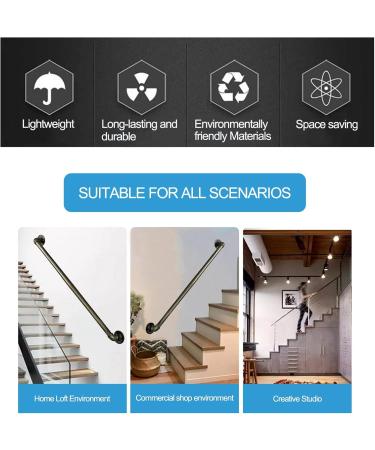 Non-Slip Grab Bar Railing Bronze Metal Wrought Iron Round Pipe Handle 1ft-20ft Wall Handrail Indoor Outdoor Anti-Slip Stair Handrails Banisters (Size : 2.6ft/80cm) - Buy Online on GoSupps.com