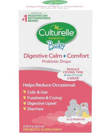 Culturelle Baby Digestive Calm & Comfort Probiotic Age 0-12 Mos 8.5Ml, Helps Periodic Colic, Gas, Fussiness, Crying & Digestive Upset In Infants & Newborns, Vegan Non-Gmo Gluten-Free, 1 Mos. Supply