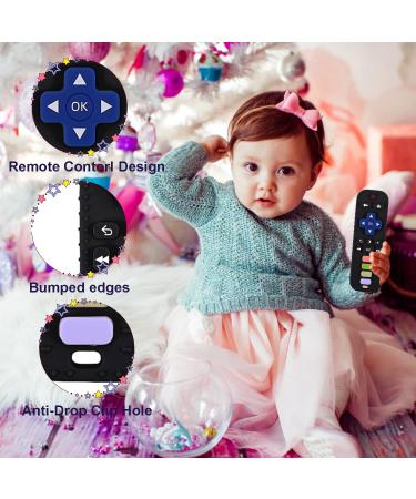 Remote Control Shape Baby Teething Toys - 2 Pack Silicone Teether for Boys and Girls (Black+Purple) - Buy Online on GoSupps.com