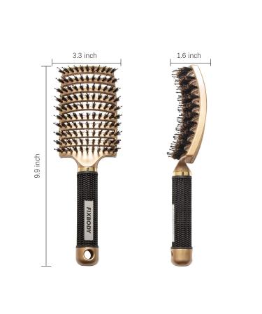 FIXBODY Boar Bristle Hair Brush - Curved Vented Oversize Design for Women Long Thick Curly Hair - Gold - Buy Online on GoSupps.com