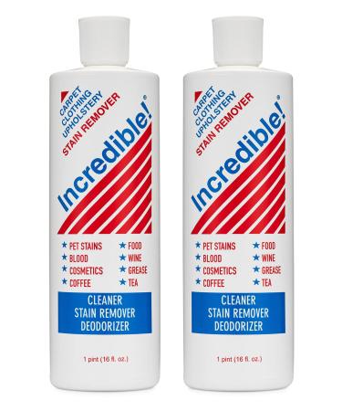 Incredible! Stain Remover - Spot Cleaner for Clothes, Laundry, Carpets, Mattress & Upholstery  Removes Pet Stains, Pet Urine & Pet Odors, Red Wine, Grease, Ink & Coffee Stains Fast! 16.oz (Pack of 2)