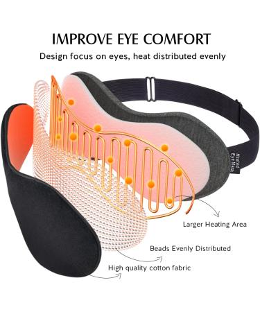 YFONG Heated Eye Mask for Dry Eyes & Migraine Relief - USB Wired Compress with 3 Heat Settings Timer & Relaxing Sleep Mask (Black - Buy Online on GoSupps.com