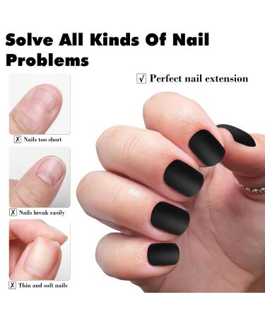 LuckForever 240pc Black Matte Square Press-On Nails | Short Fake Nails & Adhesive Tabs for Women & Girls - Stunning Acrylic Nail Tips - Buy Online on GoSupps.com
