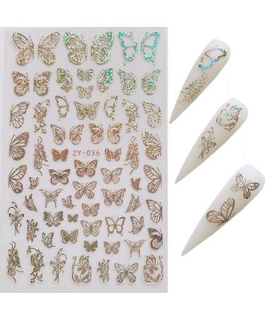 Butterfly Nail Art Stickers Decals Laser Butterfly Stickers Nail Designs 3D Gold Butterflies Nail Art Adhesive Sticker Sheets Nail Foil Luxury Butterfly Nail Stickers for Nail Art Decoration (8 Pcs) A1 - Buy Online on GoSupps.com