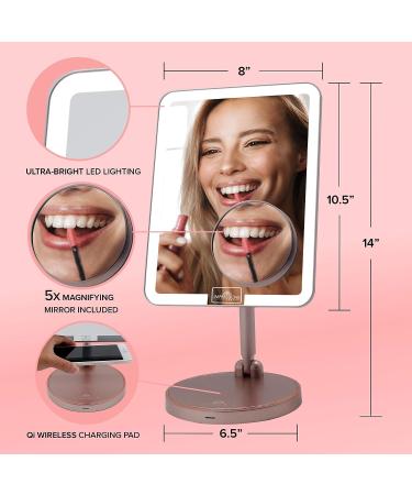 Impressions Vanity Royale Petit Lighted Makeup Mirror | LED Strip Lights, 360 Turning, 5X Magnifying Mirror, Wireless Charging Pad - Rose Gold - Buy Online on GoSupps.com
