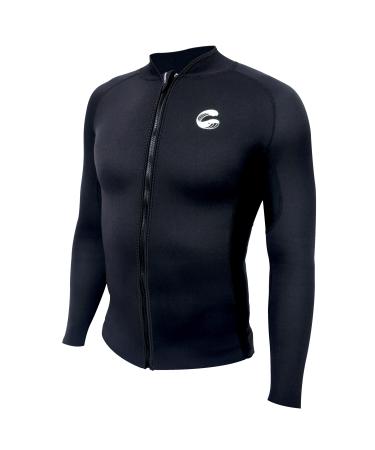 SEANATY Wetsuit Top Jacket Men 2mm Neoprene Long Sleeves Swimsuit Diving Surfing Snorkeling Swimming Large Black