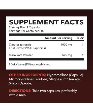 Buy Tribulus Terrestris for Men (95% Saponins) with Maca Root - 1 000 mg Male Performance Support Capsules - 90 Count - International Shipping Available - Buy Online on GoSupps.com