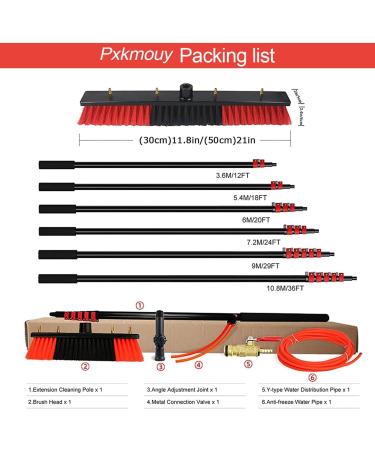 36FT/10.8m Water Fed Pole & Backpack/Window Cleaning Telescopic Brush/Extendable Window Washer conservatory roof cleaner water fed pole Photovoltaic Panel Cleaning 35cm Brush Head 12M/39FT - Buy Online on GoSupps.com