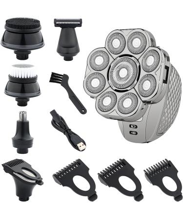 Men s Bald Head Electric Shaver - 9 Blades 6-in-1 Trimmer Rechargeable Razor & Grooming Kit (Silver) - International Shipping Available - Buy Online on GoSupps.com