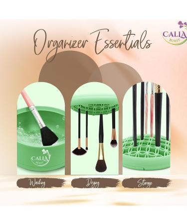 3 in 1 Silicone Makeup Brush Cleaner | Mat Drying Rack & Organizer | Best Tool for Beauty Cosmetic Brushes Green - Buy Online on GoSupps.com