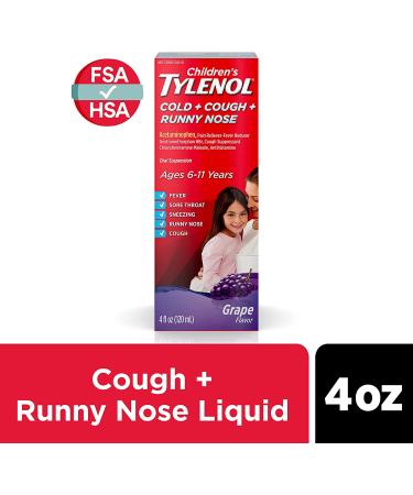 Tylenol Children's Cold + Cough + Runny Nose Grape Oral Suspension 4 Fl. Oz - Buy Online on GoSupps.com