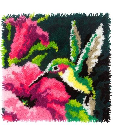 Colorful Hummingbird Latch Hook Craft Kit  16'' X 16'' Tapestry Kits Latch Hook Rug Kits Carpet Embroidery Needlework DIY Rugs Hook Rug
