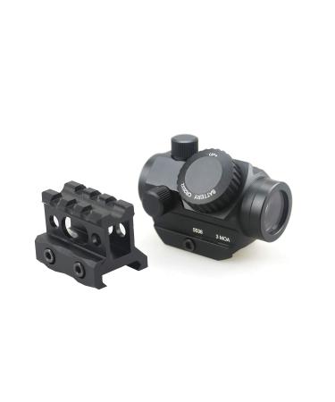 Pinty 3 MOA Red Green Dot Sight Brightness Button Control with 1 inch High Mount Compact Red Dot Scope 1 Riser Mount for Cowitness with Iron Sights Waterproof and Shockproof