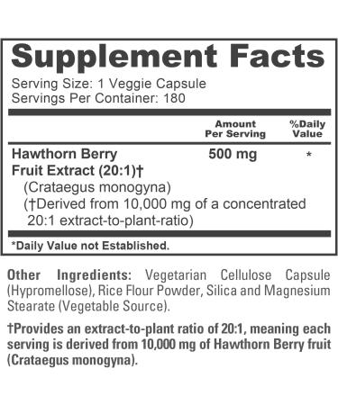 Hawthorn Berry Extract Capsules 10,000mg | 180 Vcaps | Non-GMO & Gluten-Free - Buy Online on GoSupps.com