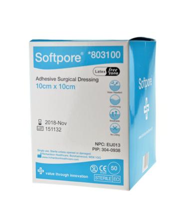 Softpore Adhesive Surgical Dressing 10cm x 10cm (10 Single DRESSINGS)