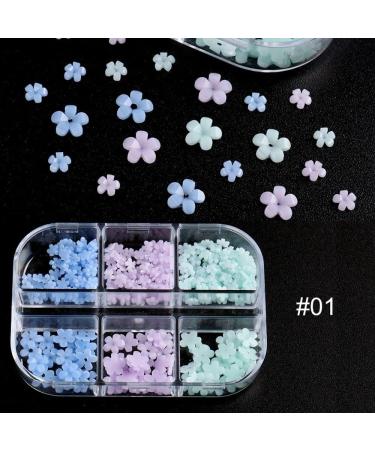 DIY Manicure Charms Resin White Blue Five Petals Flower Nail Flakes Stones Beads Color-changing(01) - Buy Online on GoSupps.com