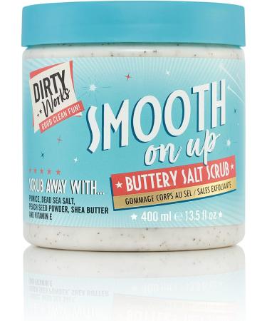 Dirty Works Smooth On Up Buttery Salt Scrub 400ml | Natural Sea Salt Exfoliant with Vitamin E - Buy Online on GoSupps.com