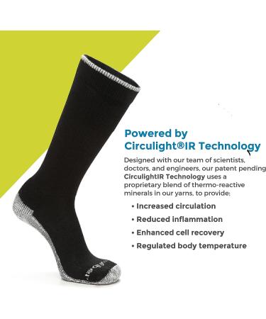 Circufiber Diabetic Crew Socks 3 Pairs - Improve Circulation, Reduce Swelling & Pain, Wide Fit, Non-Binding, Comfortable - Black, Large - Buy Online on GoSupps.com