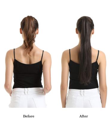 BARSDAR 26 Dark Brown Ponytail Extension - Long Straight Wrap Around Clip in Synthetic Hair for Women - Buy Online on GoSupps.com