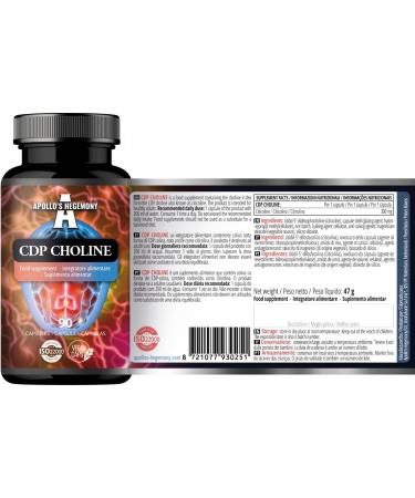 CDP Choline 300 mg - Citicoline 90 g lules v g taliennes - Choline lipidique - Suppl ment nootropique puissant pour am liorer la m moire et la concentration - par Apollo's Hegemony - Buy Online on GoSupps.com