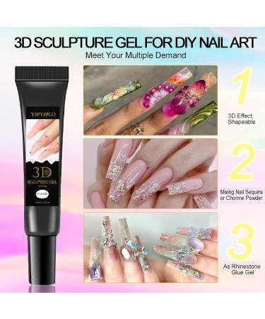 3D Sculpting Gel for Nail Art - No Wipe Clear Molding Gel with Silicone Mold | Rhinestone Glue & A-Tool Set for Carving & Decoration - Buy Online on GoSupps.com