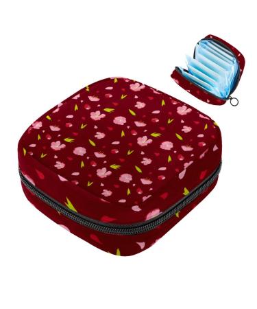 Storage bags for women's bandages red flowers portable menstrual pad bag panty lores tampons women's bandages storage holder for women school office