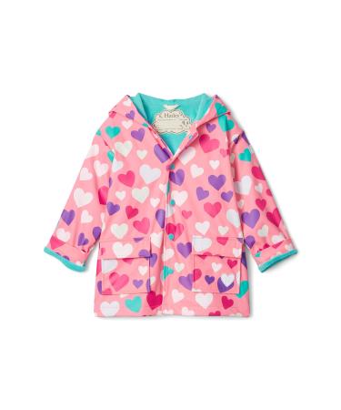 Hatley Girls' Printed Raincoat 12 Years Colour Changing Colourful Hearts