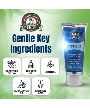 Brave Soldier Code Blue After Shave Gel - 3 fl. oz. - Cooling & Soothing Treatment for Men and Women - Buy Online on GoSupps.com