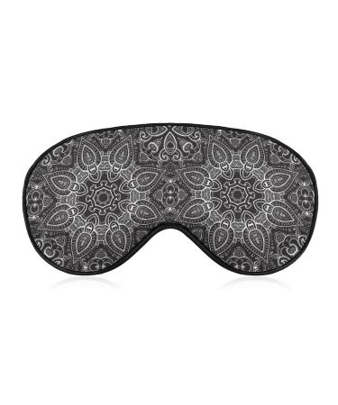 Black and White Mandala Sleep Mask for Women Adjustable Sleeping Eye Shades Cover with Elastic Strap