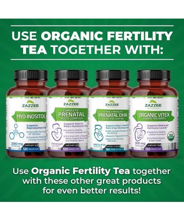 Zazzee Myo-Inositol Capsules & USDA Organic Fertility Tea - Support for Fertility and Reproductive Health - Buy Online on GoSupps.com