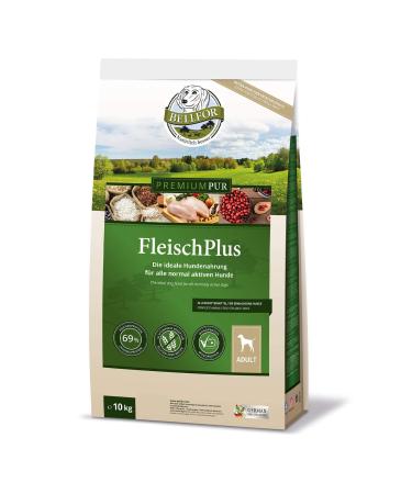 Bellfor Premium Pur FleischPlus Gluten-Free Croquettes with High Meat Content 10 kg - The Ideal Food for All Normally Active Dogs