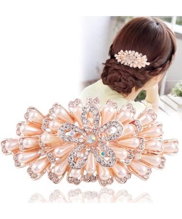 Sweet Crystal Sparkling Bowknot Hair Pins Rhinestone Pearl Flower Hair Clip Hairpin for Party Wedding Daily Applies to Bun Updo - Buy Online on GoSupps.com