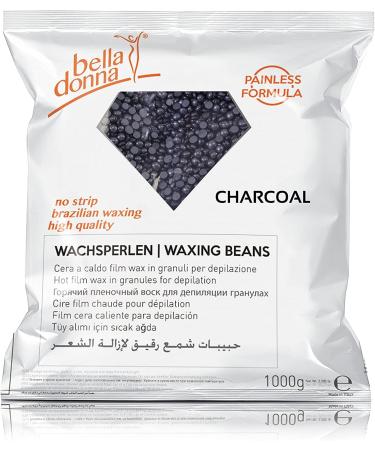 Bella Donna "Charcoal" Wax Pearls for Men for Stripless and Painless Hair Removal 1000g -Flexible and Creamy Formula Charcoal 1 kg (Pack of 1) Beads