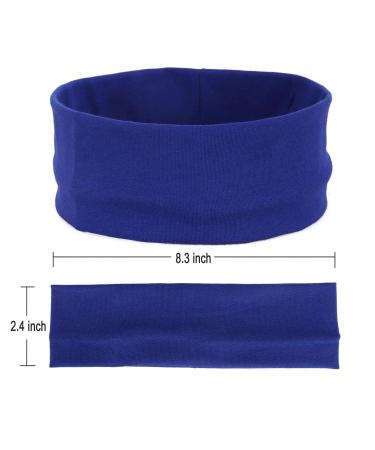 MapofBeauty Yoga Headbands - 3 Pack Stretchy Cotton Hair Wraps for Running & Gym - Blue - Buy Online on GoSupps.com
