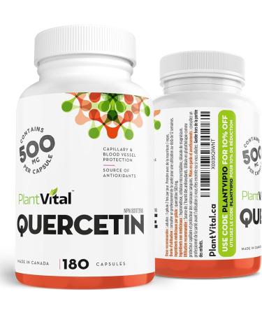 NEW! PlantVital Quercetin 500mg (180 Vegan Caps) Antioxidants helps neutralize free radicals. Blood vessel protection. Used to provide seasonal allergy relief. Made in Canada. Vegan. 180 count (Pack of 1) - Buy Online on GoSupps.com