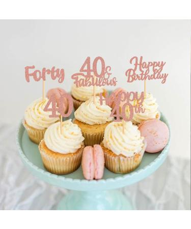 40 Pieces Rose Gold Glitter 40th Birthday Cupcake Toppers | Perfect for Teen Party Decorations - Buy Online on GoSupps.com