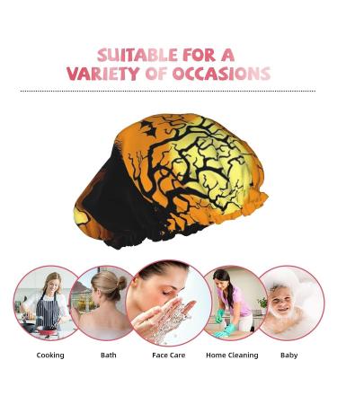 Halloween Pumpkin Printed Shower Cap - Waterproof, Fits All Head Sizes, Ideal for Women - Hair Bath Cap - Buy Online on GoSupps.com