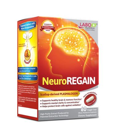LABO Nutrition NeuroREGAIN - Scallop-derived PLASMALOGEN for Brain Deterioration, Memory, Alertness, Learning, Concentration and Other Cognitive Functions  Suitable for Seniors, Adult Men & Women