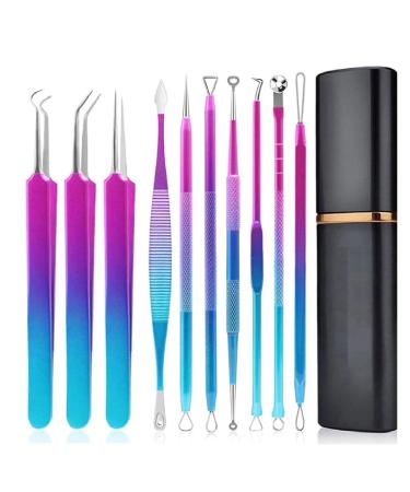 SOONHUA 10pcs Stainless Steel Blackhead Remover Extractor Tools Pimple Popper Extractor Kit for Nose Face Forehead