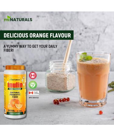 miNATURALS Pure Inulin Fiber Powder - Natural Prebiotic Fibre Supplement (340g - 81 Doses) - Orange Flavoured - Buy Online on GoSupps.com