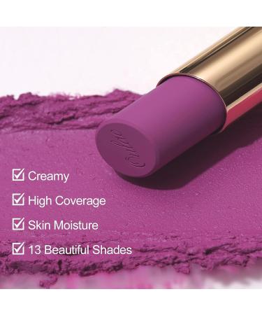 Oulac Purple Creamy Matte Lipstick - Violet Soft Satin Finish | Moisturizing Formula with Rose Oil | Vegan & Cruelty-Free | Highly Pigmented | 3.6g - Summer Again - Buy Online on GoSupps.com