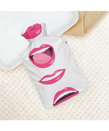Hot Water Bottle with Lid - Lips Pattern Rubber Bag for Pain Relief Cramps & Foot Warmer | Hot & Cold Therapy - Buy Online on GoSupps.com