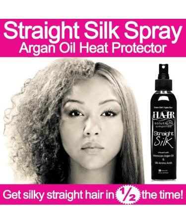 Straight Silk Spray with Moroccan Argan Oil | Hair Straightening Protector & Detangler | Alcohol-Free | Heat Protectant up to 450 F | Flat-Iron | Blow-Dry | Unscented | Hair Spray | MADE IN USA (64oz) 64 Fl Oz (Pack of 1) - Buy Online on GoSupps.com