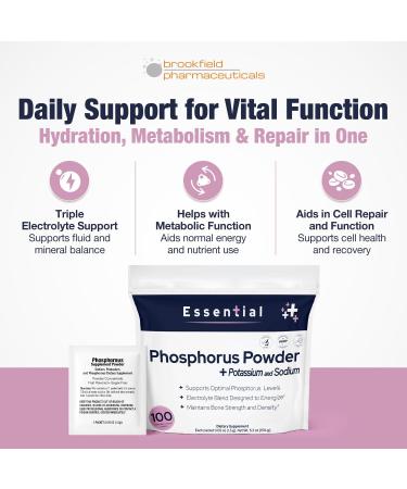 Phosphorus Supplements 100 Packets Dietary Supplements Powder with Sodium Phosphate and Potassium Phosphate Fruit Flavored Phosphorous Supplement Powder for Electrolyte Bone Health & Kidney Health - Buy Online on GoSupps.com